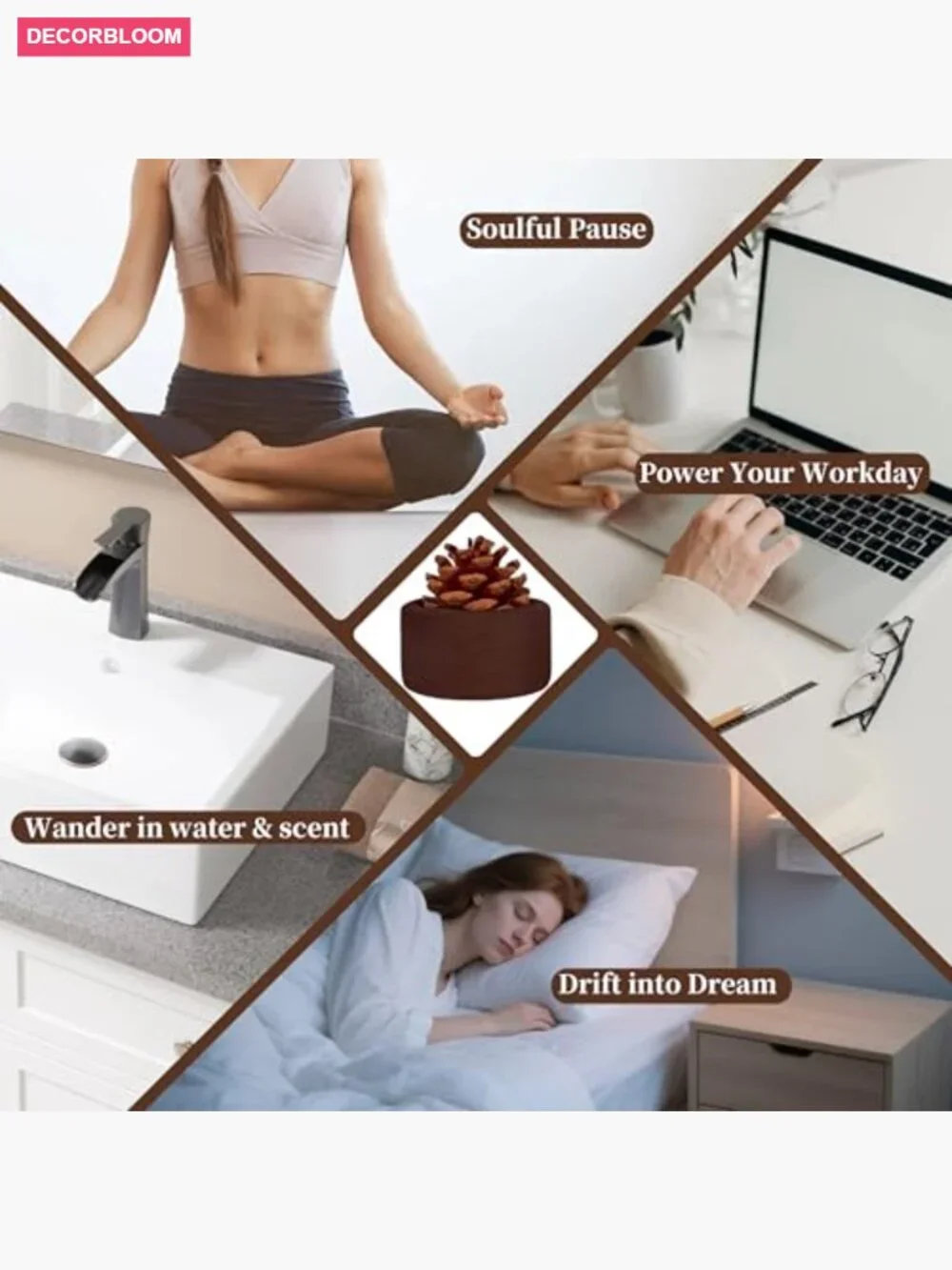 2 Pack Pinecone Passive Essential Oil Diffuser Set, Natural Wood Aroma Diffuser